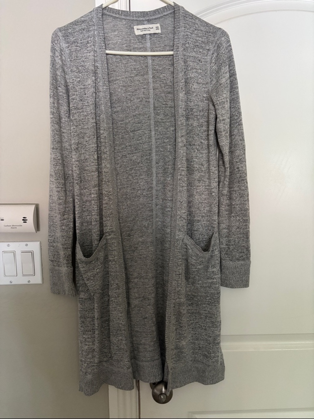 Abercrombie & Fitch, Soft A&F Cozy, XXS Light Gray Open-Front Pocket Cardigan
